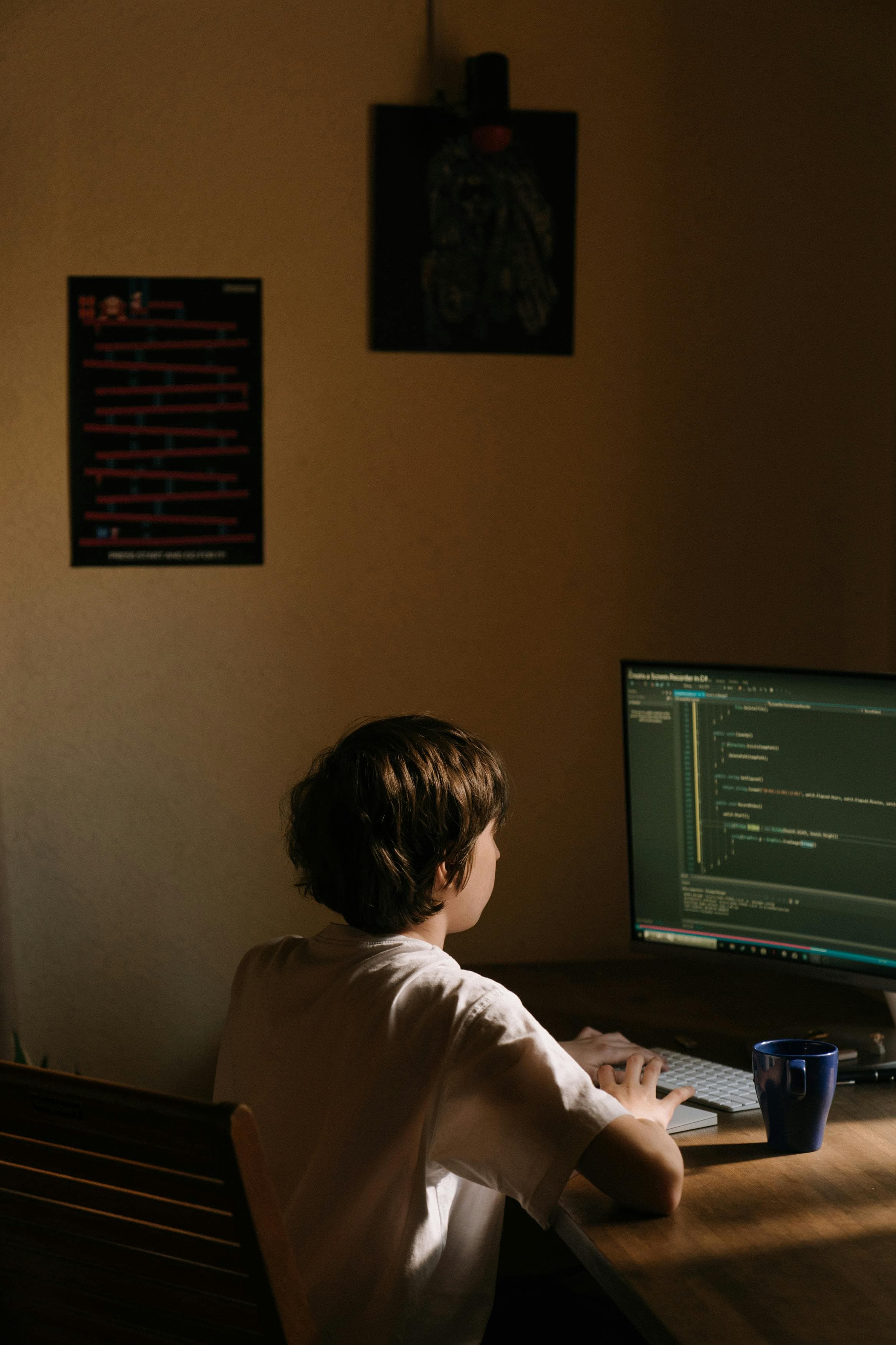 Students coding together